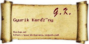 Gyurik Kerény névjegykártya